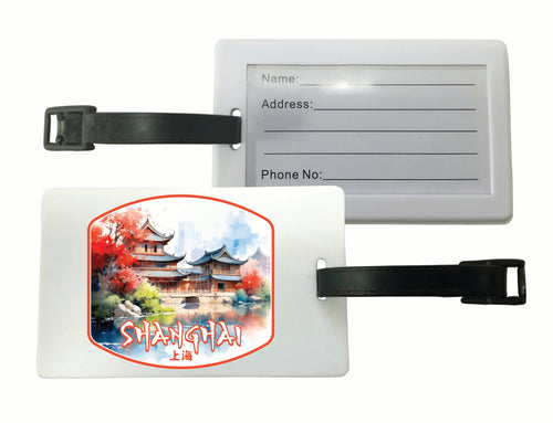 Shanghai China Watercolor Templates Design Souvenir Luggage Tag 2-Pack