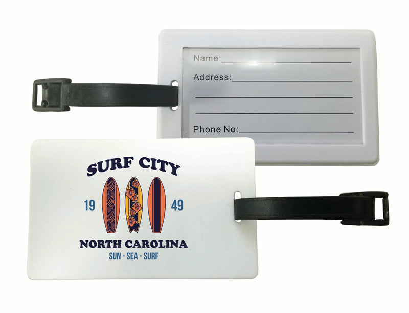 Surf City North Carolina Sun Sea Surf Design Souvenir Luggage Tag 4-Pack