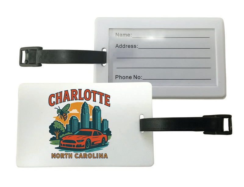 Charlotte North Carolina Vintage Design Souvenir Luggage Tag 
