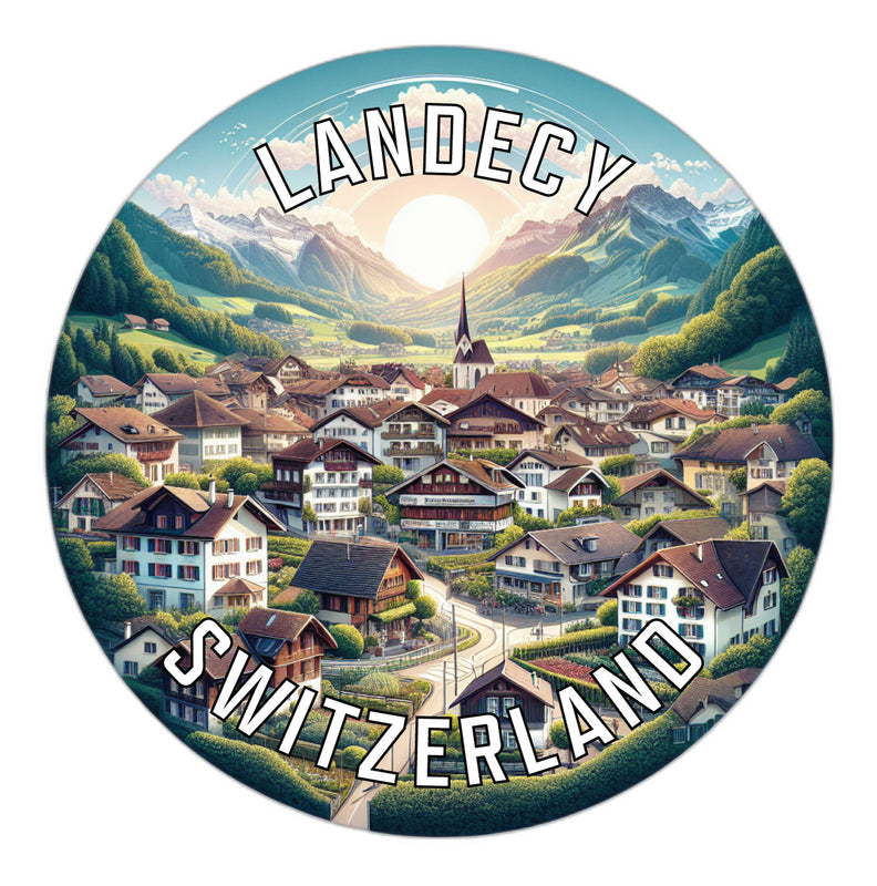 Landecy Switzerland Souvenir Die Cut Flat Magnet 3-Inch
