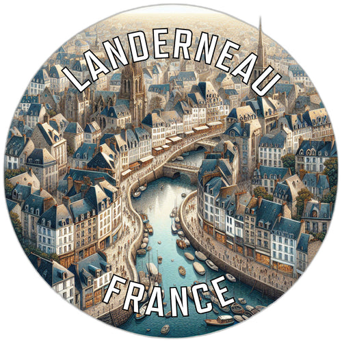 Landerneau France Souvenir Die Cut Flat Magnet 2-Inch