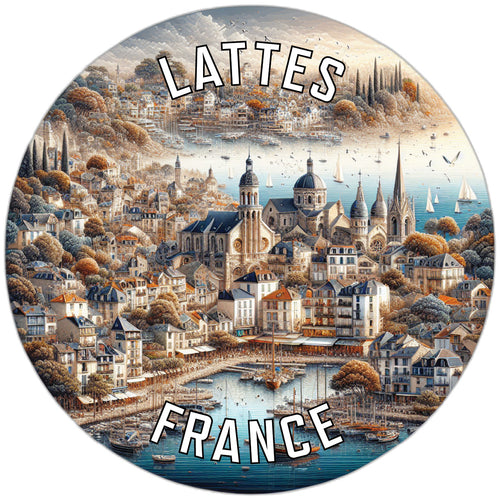 Lattes France Souvenir Die Cut Flat Magnet 4-Inch