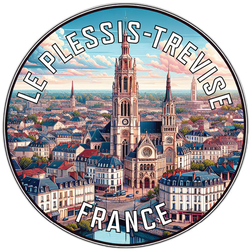 Le Plessis Trevise France Souvenir Die Cut Flat Magnet 3-Inch
