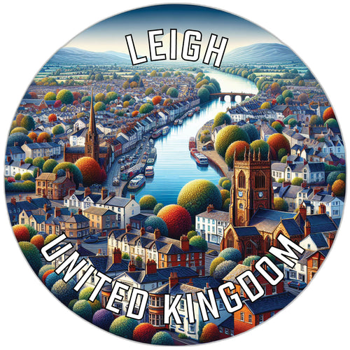 Leigh United Kingdom Souvenir Die Cut Flat Magnet 6-Inch