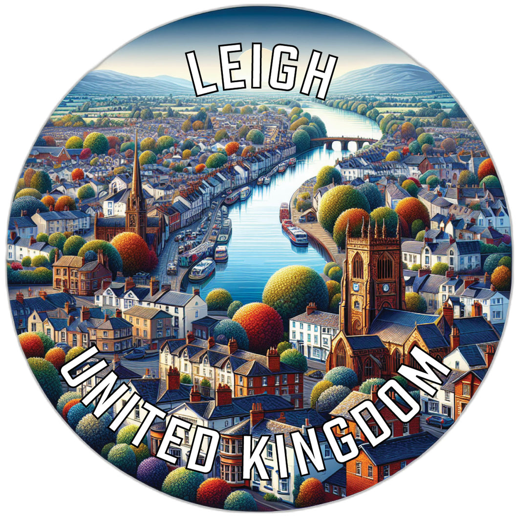 Leigh United Kingdom Souvenir Die Cut Flat Magnet 6-Inch
