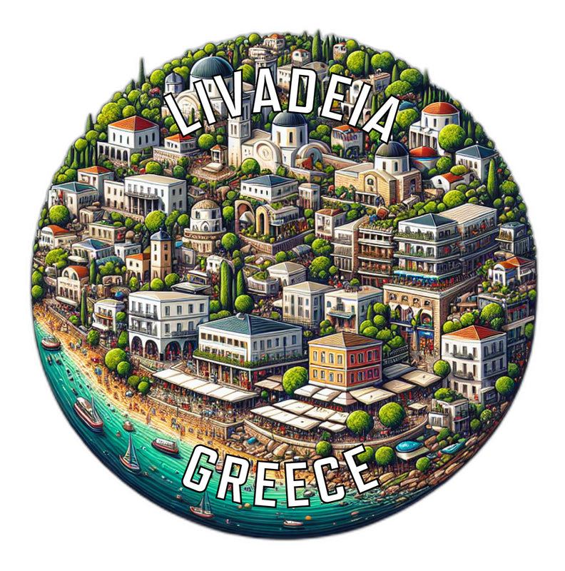 Livadeia Greece Souvenir Die Cut Flat Magnet 2-Inch
