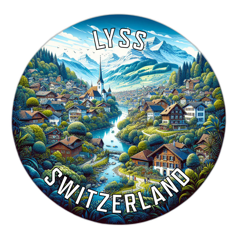 Lyss Switzerland Souvenir Die Cut Flat Magnet 6-Inch