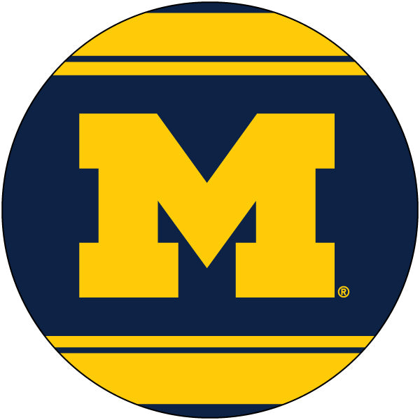 Michigan Wolverines Stripe Design 4-Inch Round Shape NCAA High-Definition Magnet - Versatile Metallic Surface Adornment