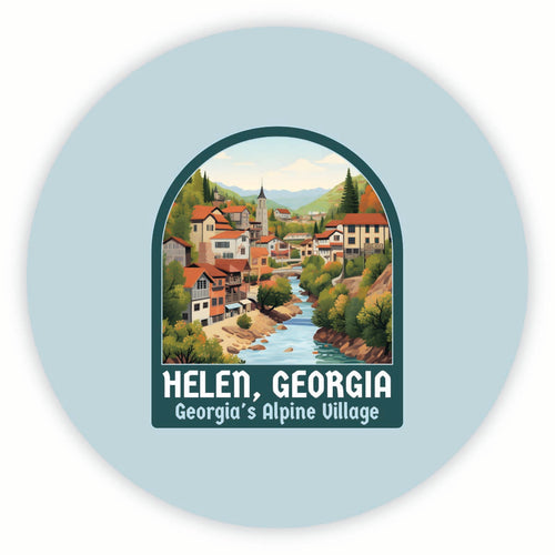 Helen Georgia Alpine Village Design Souvenir Round Fridge Magnet 2-Inch