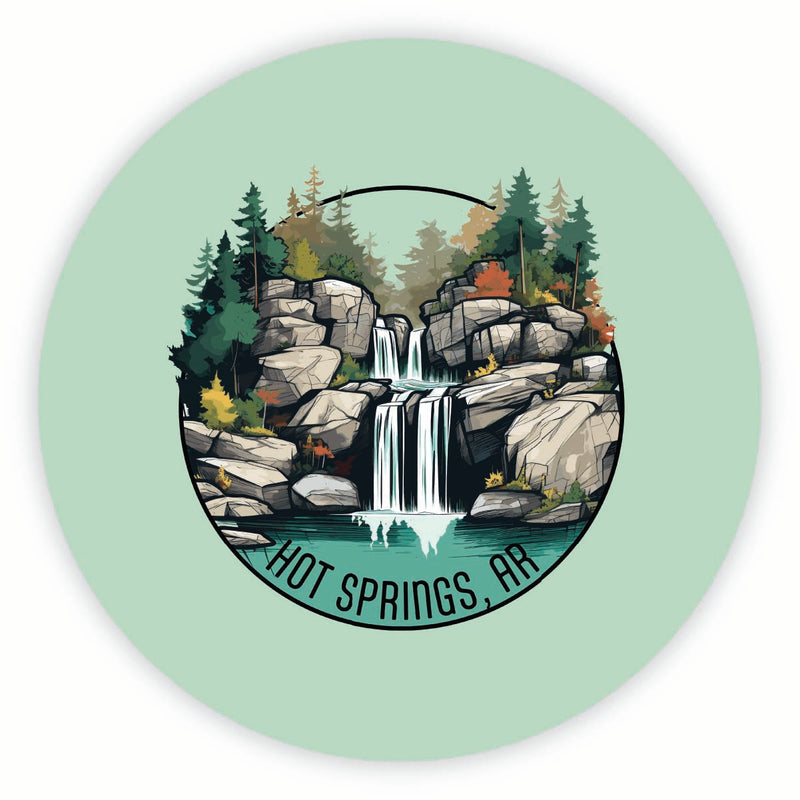Hot Springs Arkansas Waterfall Illustration Design Souvenir Round Fridge Magnet 6-Inch