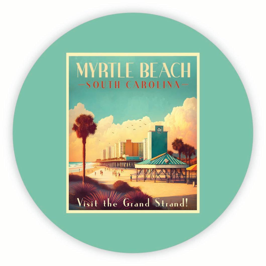 Myrtle Beach South Carolina Design A Souvenir Round Fridge Magnet 2-Inch