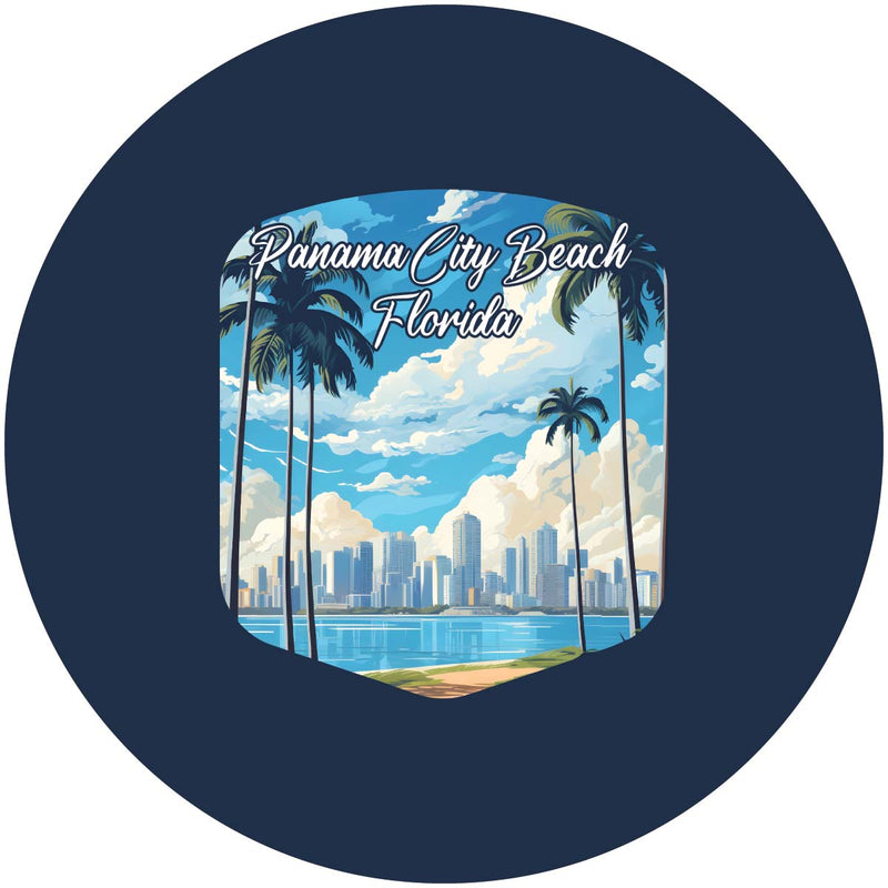 Panama City Beach Florida Design B Souvenir Round Fridge Magnet 6-Inch