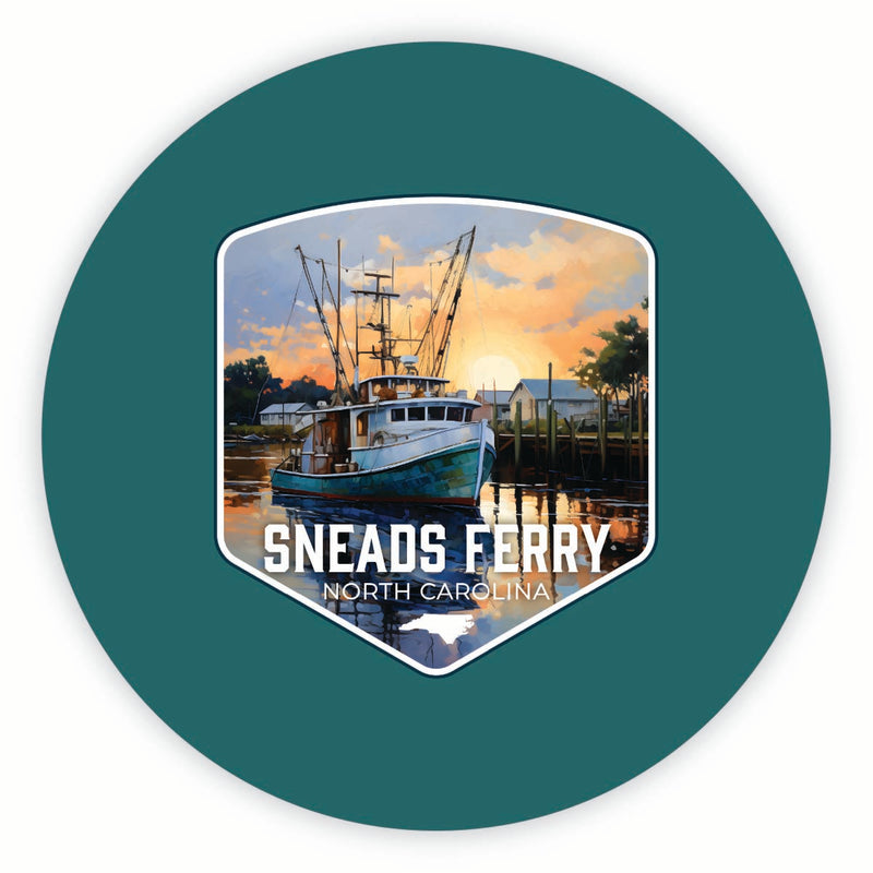 Sneads Ferry North Carolina Shrimp Boat Design Souvenir Round Fridge Magnet 6-Inch