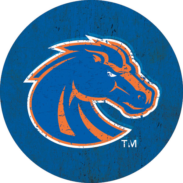 Boise State Broncos Distressed Wood Grain 8-Inch Round Shape NCAA High-Definition Magnet - Versatile Metallic Surface Adornment