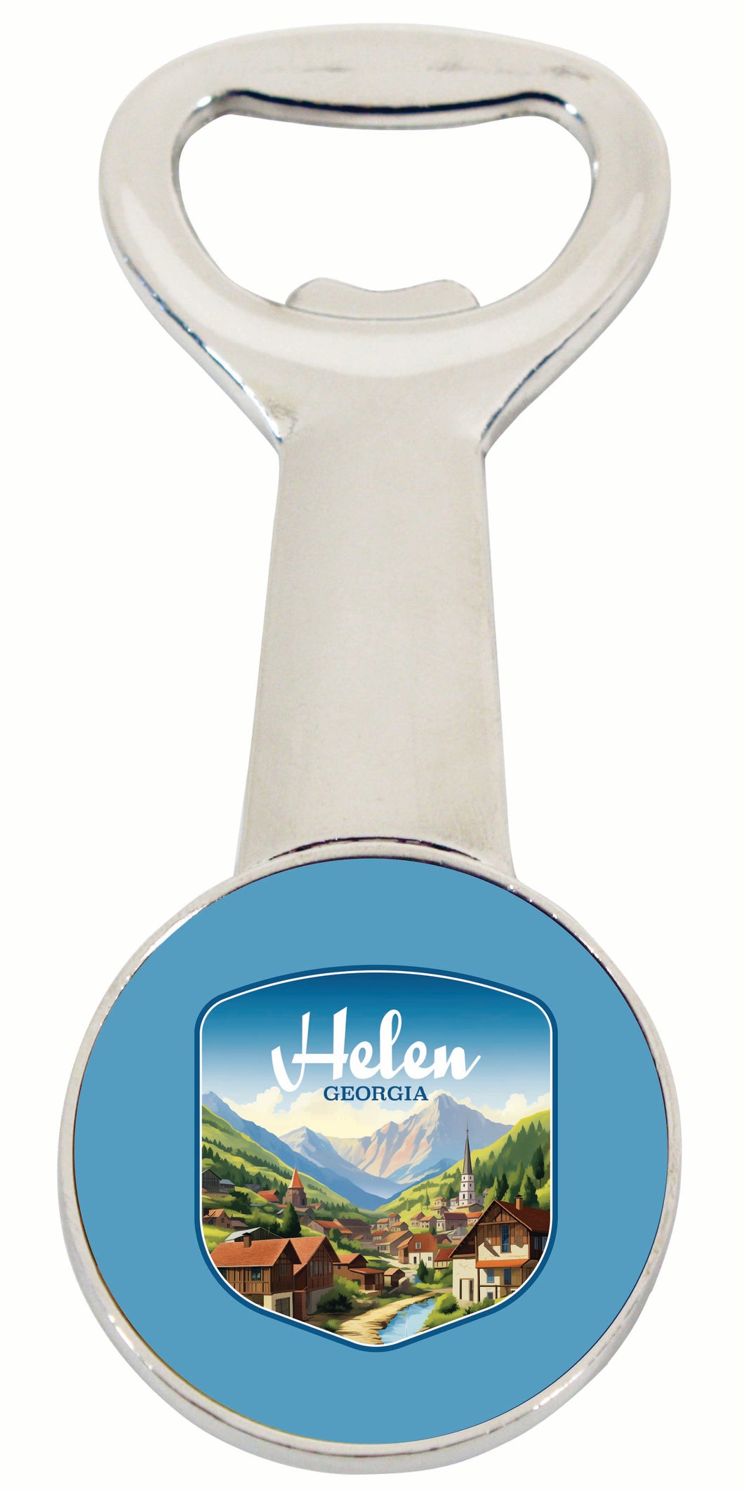 Helen Georgia Town in Mountains Design Souvenir Magnetic Bottle Opener 4-Pack