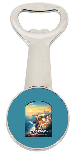 Lisbon Portugal Design B Souvenir Magnetic Bottle Opener Single