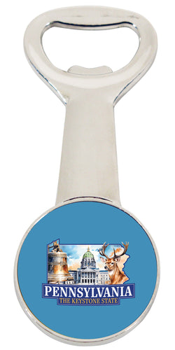 Pennsylvania Design D Souvenir Magnetic Bottle Opener Single