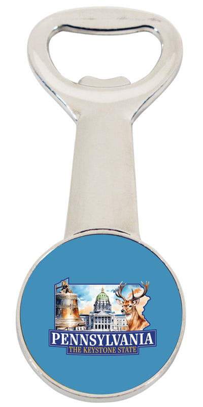 Pennsylvania Design D Souvenir Magnetic Bottle Opener Single