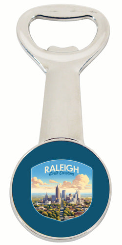 Raleigh North Carolina Daytime Cityscape Design Souvenir Magnetic Bottle Opener Single