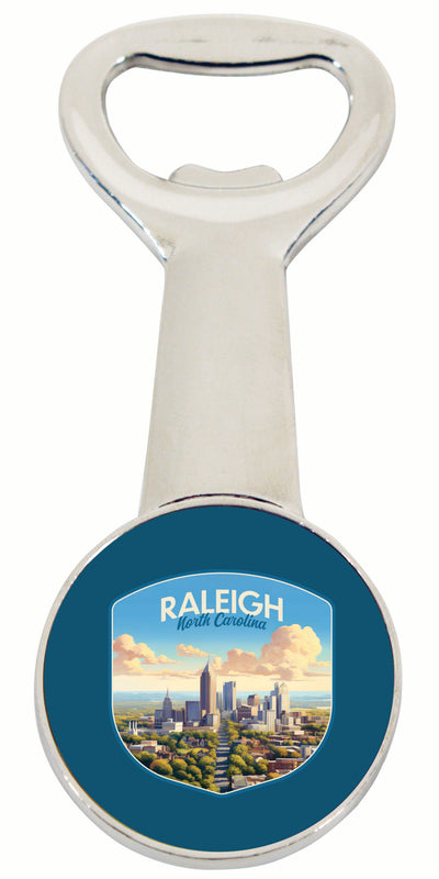 Raleigh North Carolina Daytime Cityscape Design Souvenir Magnetic Bottle Opener Single