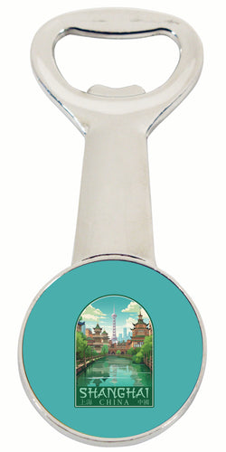 Shanghai China Old Town Design Souvenir Magnetic Bottle Opener Single