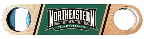 Northeastern State University Riverhawks Officially Licensed Wooden Bottle Opener with Full Color Design Single