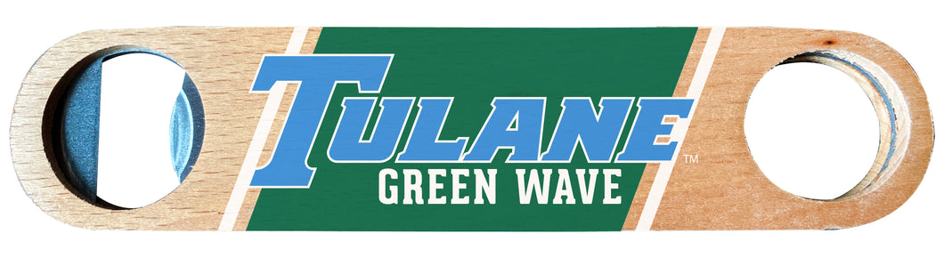 Tulane University Green Wave Officially Licensed Wooden Bottle Opener with Full Color Design Single