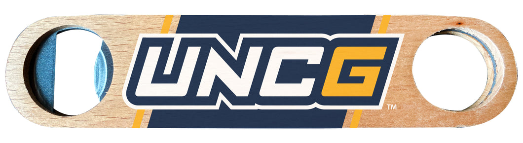 North Carolina Greensboro Spartans Officially Licensed Wooden Bottle Opener with Full Color Design Single