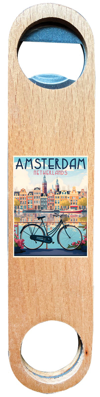 Amsterdam Netherlands Design A Souvenir Wooden Bottle Opener Single