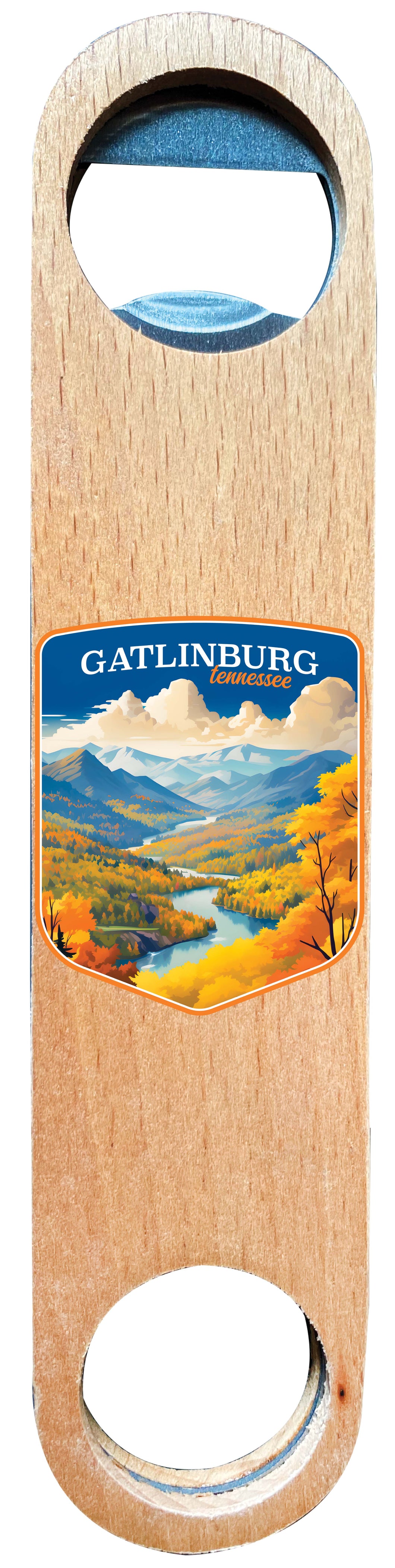 Gatlinburg Tennessee Design D Souvenir Wooden Bottle Opener 4-Pack