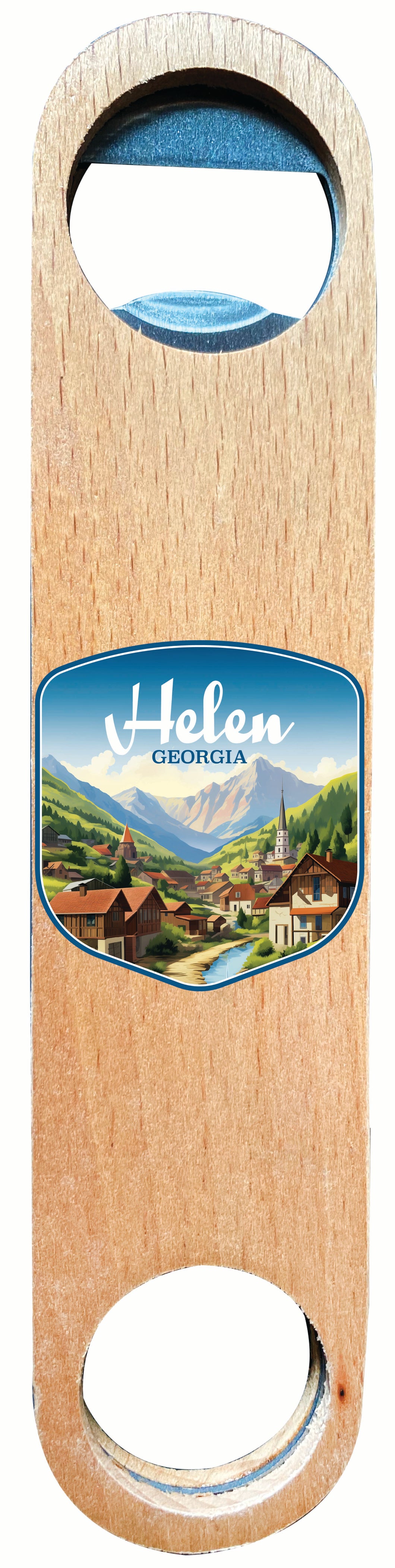 Helen Georgia Town in Mountains Design Souvenir Wooden Bottle Opener 2-Pack