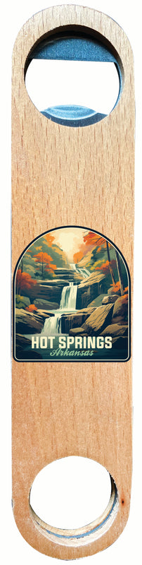 Hot Springs Arkansas Autumn Waterfall Design Souvenir Wooden Bottle Opener Single