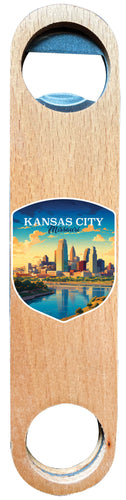 Kansas City Missouri Design A Souvenir Wooden Bottle Opener 4-Pack