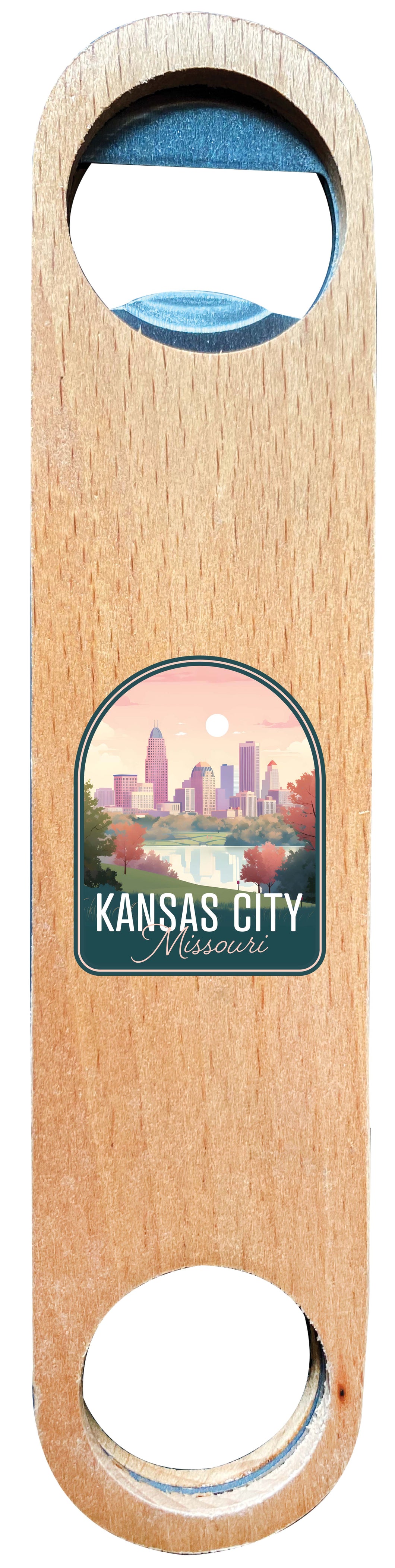 Kansas City Missouri Design B Souvenir Wooden Bottle Opener Single