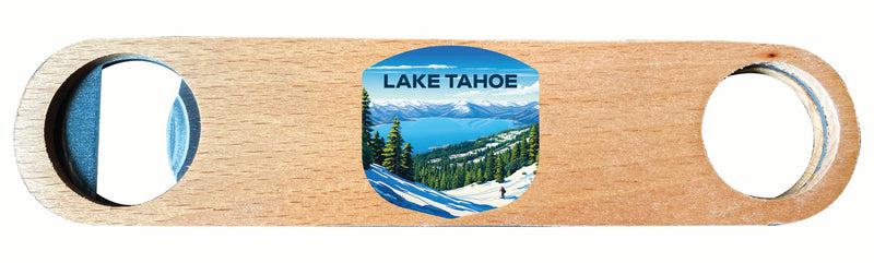 Lake Tahoe Ski Design D Souvenir Wooden Bottle Opener 2-Pack