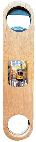 Lisbon Portugal Design A Souvenir Wooden Bottle Opener Single