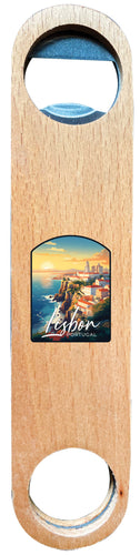 Lisbon Portugal Design B Souvenir Wooden Bottle Opener 2-Pack