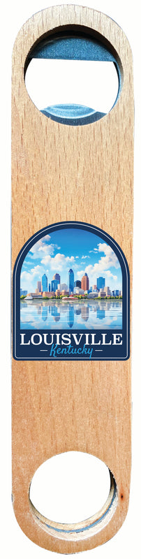 Louisville Kentucky Daytime Cityscape Design Souvenir Wooden Bottle Opener 4-Pack