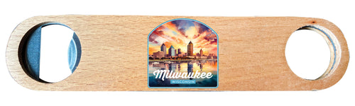 Milwaukee Wisconsin Design A Souvenir Wooden Bottle Opener 2-Pack