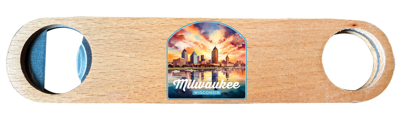 Milwaukee Wisconsin Design A Souvenir Wooden Bottle Opener 2-Pack