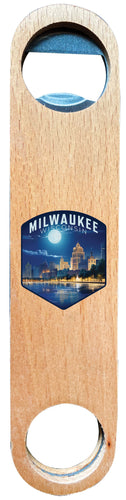 Milwaukee Wisconsin Design B Souvenir Wooden Bottle Opener Single