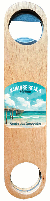 Navarre Beach Florida Pier Painting Design Souvenir Wooden Bottle Opener 2-Pack