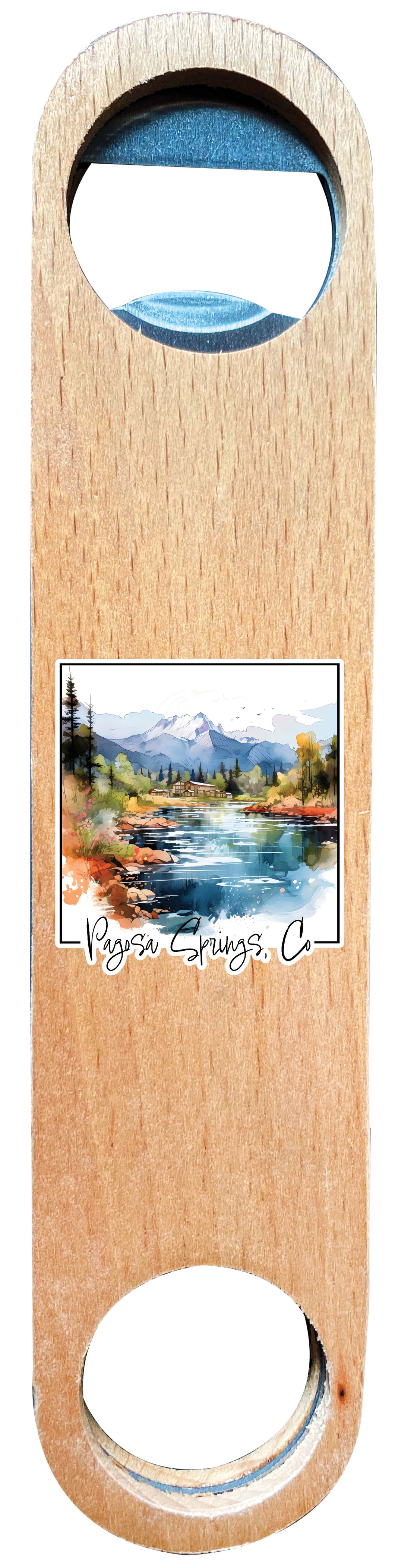 Pagosa Springs Colorado Design A Souvenir Wooden Bottle Opener 4-Pack