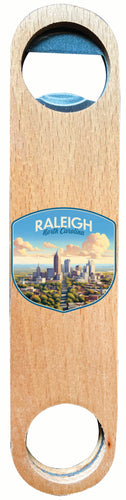 Raleigh North Carolina Daytime Cityscape Design Souvenir Wooden Bottle Opener 2-Pack