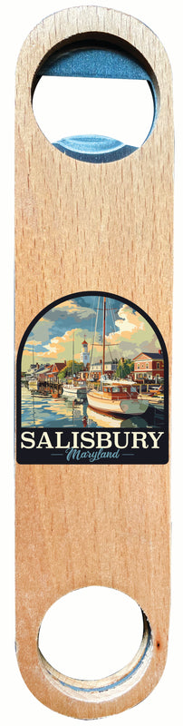 Salisbury Maryland Port of Salisbury Marina Design Souvenir Wooden Bottle Opener Single