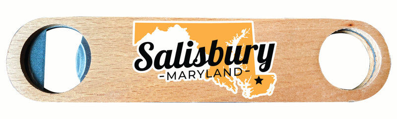Salisbury Maryland State Shape Design Souvenir Wooden Bottle Opener 2-Pack