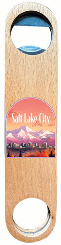 Salt Lake City Utah Design C Souvenir Wooden Bottle Opener Single