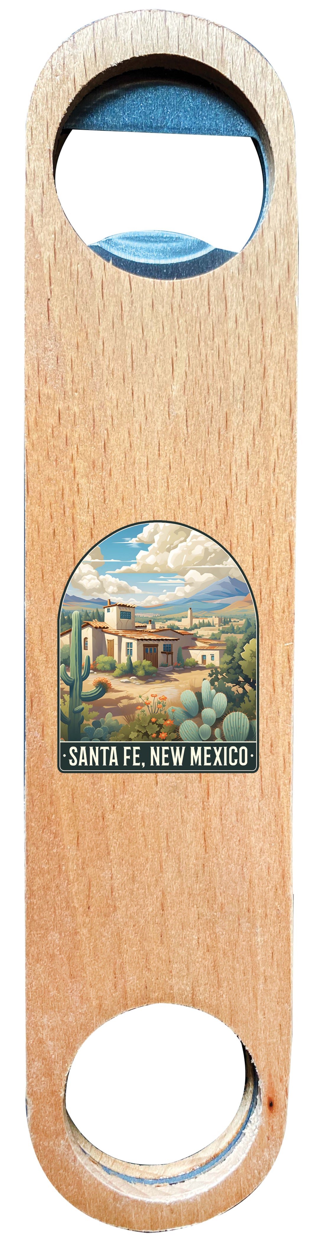 Santa Fe New Mexico Design C Souvenir Wooden Bottle Opener 4-Pack