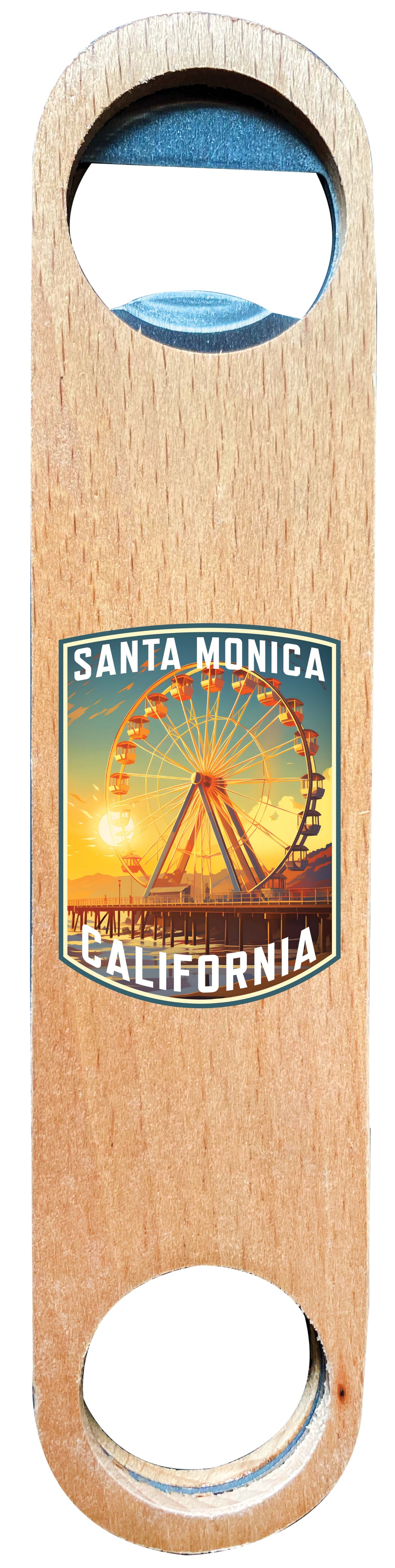 Santa Monica California Design C Souvenir Wooden Bottle Opener Single