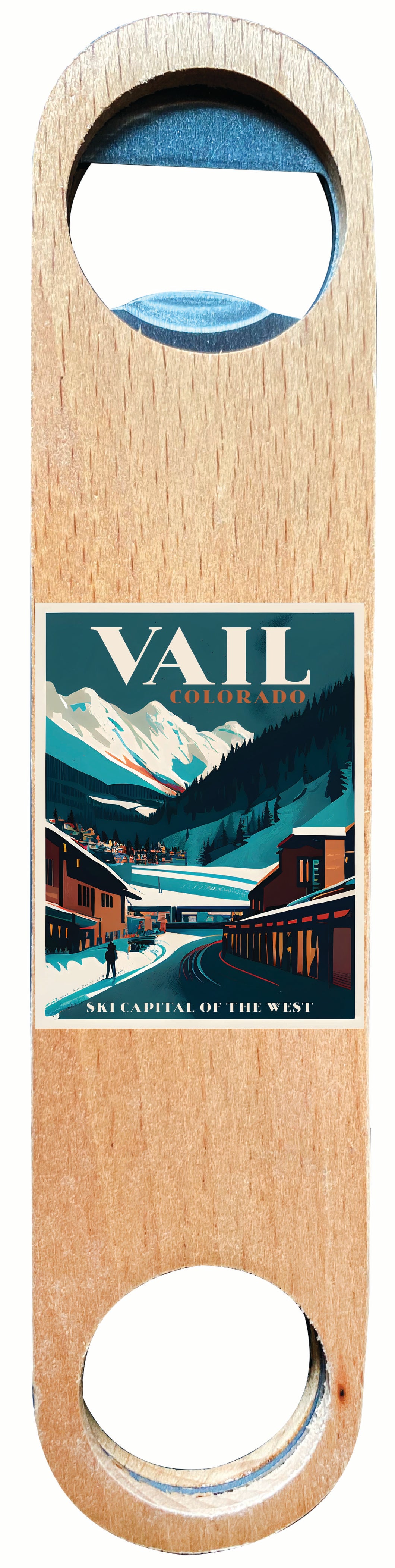 Vail Colorado Design B Souvenir Wooden Bottle Opener Single